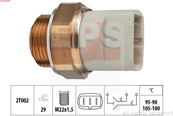 EPS 1.850.697 - Termoslēdzis, Radiatora ventilators adetalas.lv