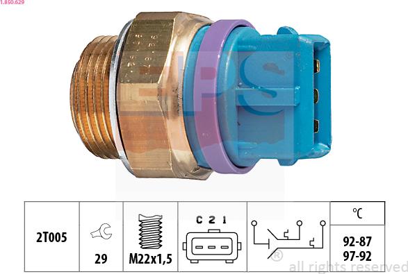 EPS 1.850.629 - Termoslēdzis, Radiatora ventilators adetalas.lv