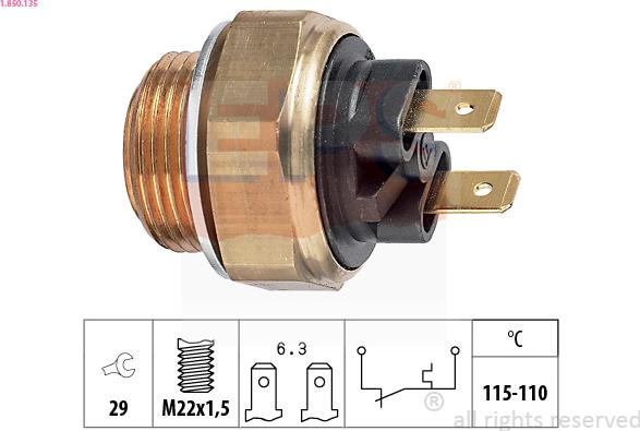 EPS 1.850.135 - Termoslēdzis, Radiatora ventilators adetalas.lv