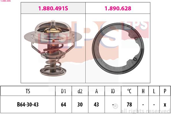 EPS 1.880.496 - Termostats, Dzesēšanas šķidrums adetalas.lv