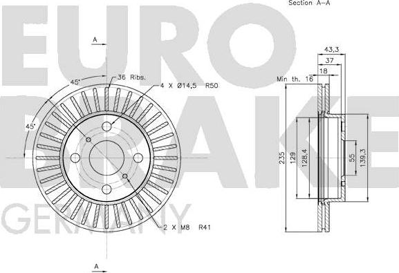 Eurobrake 58152045100 - Bremžu diski adetalas.lv