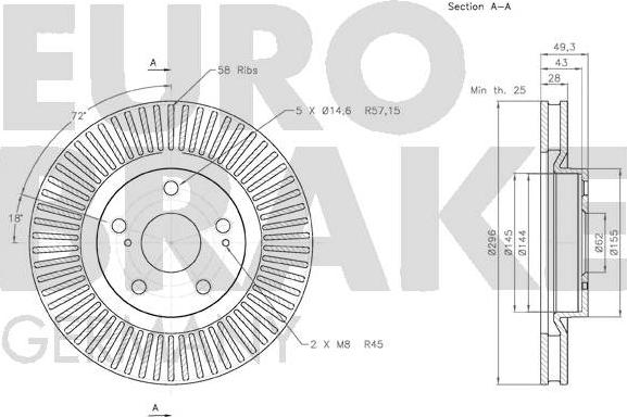 Eurobrake 58152045117 - Bremžu diski adetalas.lv