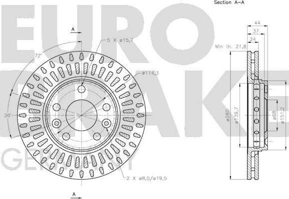 Eurobrake 5815203970 - Bremžu diski adetalas.lv