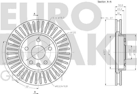 Eurobrake 5815203669 - Bremžu diski adetalas.lv