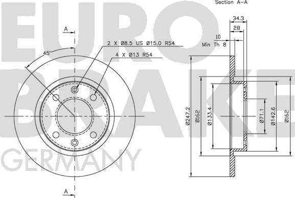 Eurobrake 5815203716 - Bremžu diski adetalas.lv