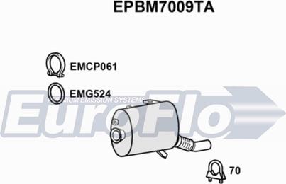 EuroFlo EPBM7009TA - Nosēdumu / Daļiņu filtrs, Izplūdes gāzu sistēma adetalas.lv