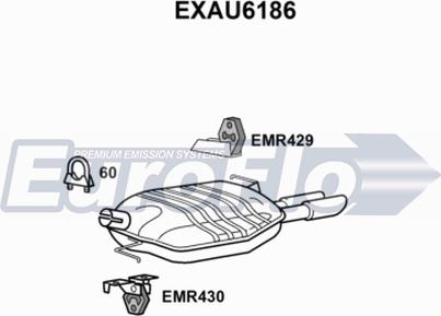 EuroFlo EXAU6186 - Izplūdes gāzu trokšņa slāpētājs (pēdējais) adetalas.lv