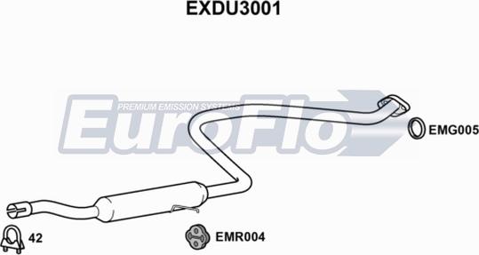 EuroFlo EXDU3001 - Vidējais izpl. gāzu trokšņa slāpētājs adetalas.lv