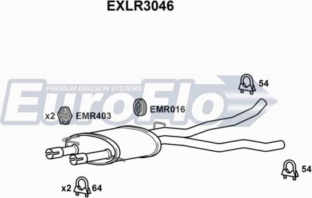 EuroFlo EXLR3046 - Vidējais izpl. gāzu trokšņa slāpētājs adetalas.lv