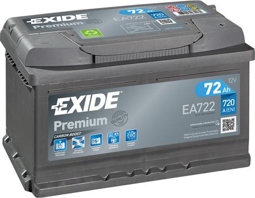 Exide EA722 - Startera akumulatoru baterija adetalas.lv