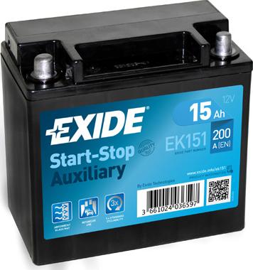 Exide EK151 - Startera akumulatoru baterija adetalas.lv