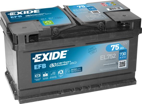 Exide EL752 - Startera akumulatoru baterija adetalas.lv