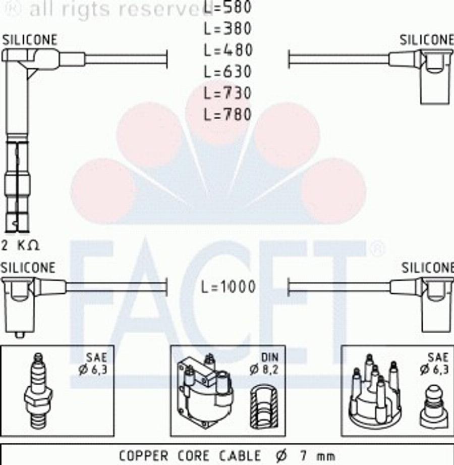 FACET 49307 - Augstsprieguma vadu komplekts adetalas.lv