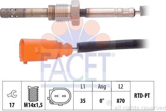 FACET 22.0005 - Devējs, Izplūdes gāzu temperatūra adetalas.lv