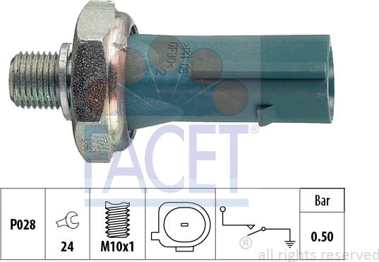 FACET 7.0196 - Devējs, Eļļas spiediens adetalas.lv