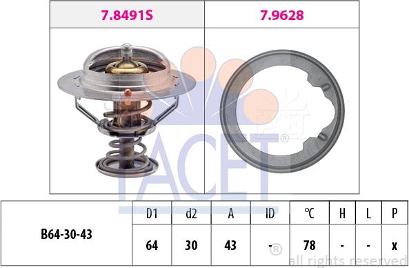 FACET 7.8496 - Termostats, Dzesēšanas šķidrums adetalas.lv