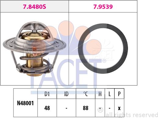 FACET 7.8480 - Termostats, Dzesēšanas šķidrums adetalas.lv