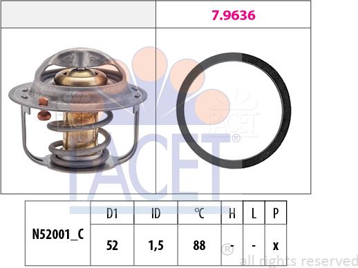 FACET 7.8554 - Termostats, Dzesēšanas šķidrums adetalas.lv