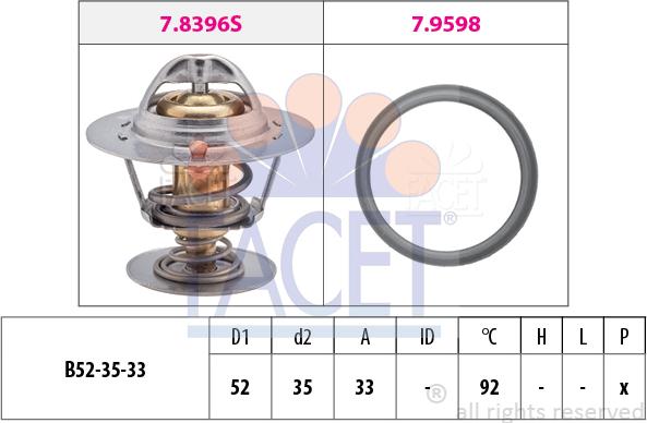 FACET 7.8396 - Termostats, Dzesēšanas šķidrums adetalas.lv