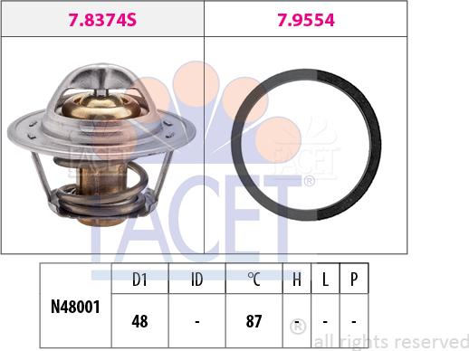 FACET 7.8374 - Termostats, Dzesēšanas šķidrums adetalas.lv