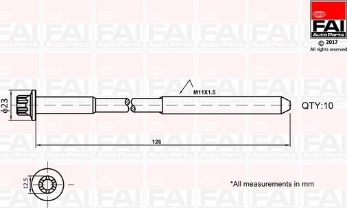 FAI AutoParts B1139 - Cilindru galvas skrūvju komplekts adetalas.lv