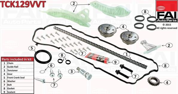 FAI AutoParts TCK129VVT - Sadales vārpstas piedziņas ķēdes komplekts adetalas.lv