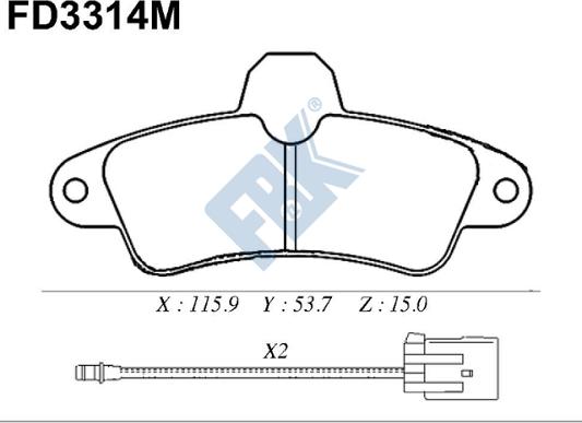 FBK FD3314M - Bremžu uzliku kompl., Disku bremzes adetalas.lv