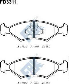 FBK FD3311 - Bremžu uzliku kompl., Disku bremzes adetalas.lv