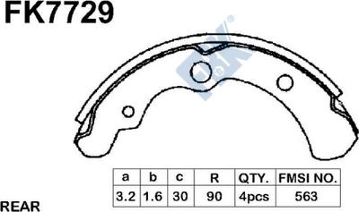 FBK FK7729 - Bremžu loku komplekts adetalas.lv