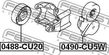 Febest 0490-CU5W - Siksnas spriegotājs, Ķīļsiksna adetalas.lv