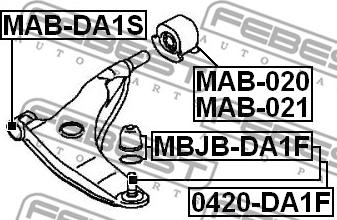 Febest MAB-DA1S - Piekare, Šķērssvira adetalas.lv