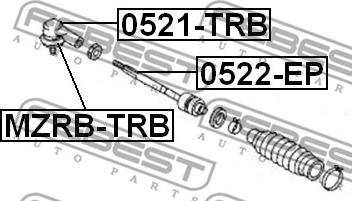 Febest MZRB-TRB - Remkomplekts, Stūres šķērsstiepņa uzgalis adetalas.lv