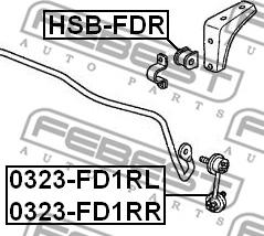 Febest 0323-FD1RL - Stiepnis / Atsaite, Stabilizators adetalas.lv