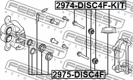 Febest 2975-DISC4F - Remkomplekts, Bremžu suports adetalas.lv