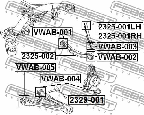 Febest VWAB-005 - Piekare, Šķērssvira adetalas.lv