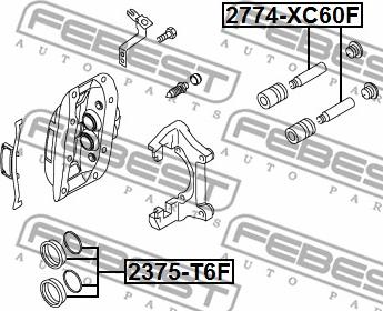 Febest 2375-T6F - Remkomplekts, Bremžu suports adetalas.lv