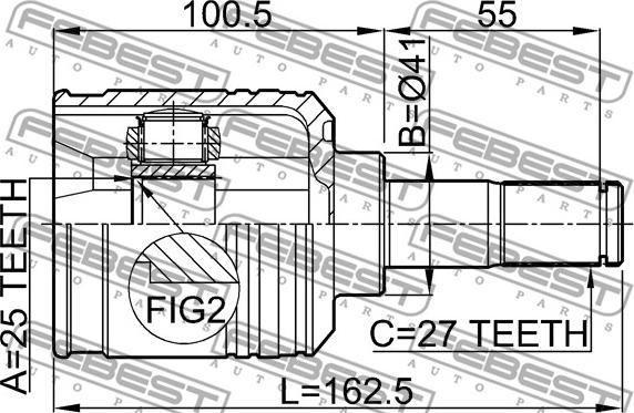 Febest 2211-NS27LH - Šarnīru komplekts, Piedziņas vārpsta adetalas.lv