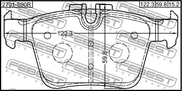 Febest 2701-S90R - Bremžu uzliku kompl., Disku bremzes adetalas.lv