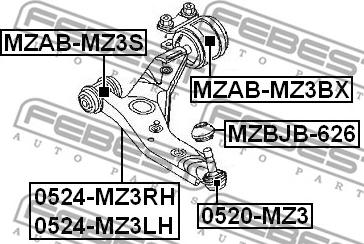 Febest MZAB-MZ3BX - Piekare, Šķērssvira adetalas.lv