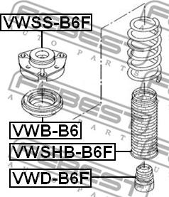 Febest VWB-B6 - Ritgultnis, Amortizatora statnes balsts adetalas.lv