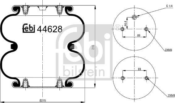 Febi Bilstein 44628 - Pneimoatsperes spilvens, Pneimopiekare adetalas.lv