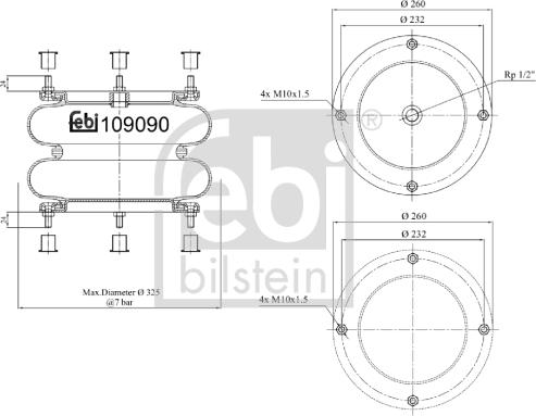 Febi Bilstein 109090 - Pneimoatsperes spilvens, Pneimopiekare adetalas.lv