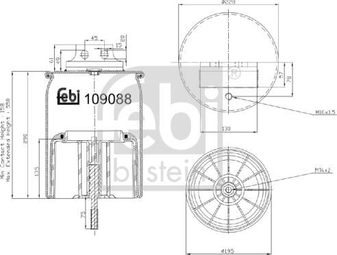 Febi Bilstein 109088 - Pneimoatsperes spilvens, Pneimopiekare adetalas.lv