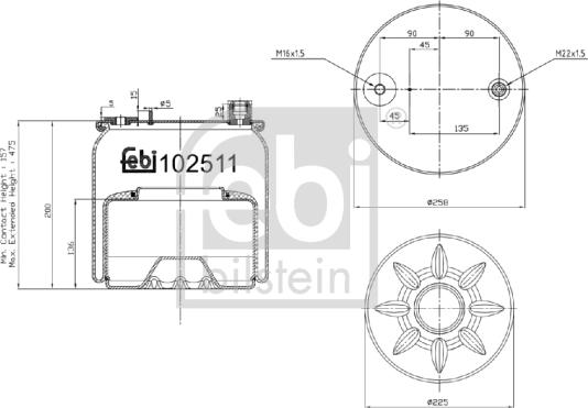 Febi Bilstein 102511 - Pneimoatsperes spilvens, Pneimopiekare adetalas.lv