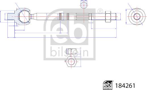 Febi Bilstein 184261 - Aksiālais šarnīrs, Stūres šķērsstiepnis adetalas.lv