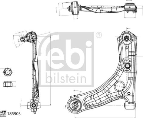 Febi Bilstein 185903 - Neatkarīgās balstiekārtas svira, Riteņa piekare adetalas.lv