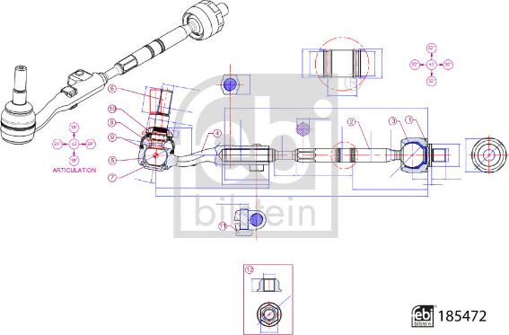 Febi Bilstein 185472 - Stūres šķērsstiepnis adetalas.lv