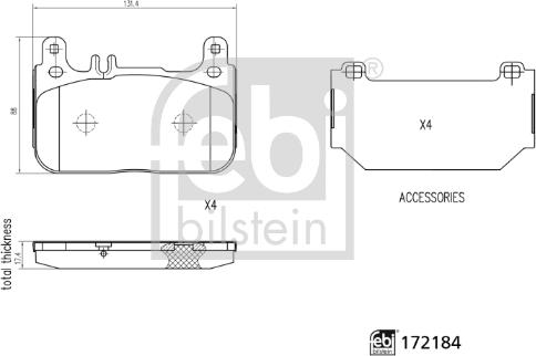 Febi Bilstein 172184 - Bremžu uzliku kompl., Disku bremzes adetalas.lv