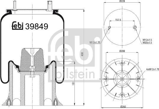 Febi Bilstein 39849 - Pneimoatsperes spilvens, Pneimopiekare adetalas.lv