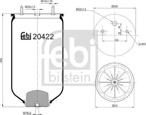 Febi Bilstein 20422 - Pneimoatsperes spilvens, Pneimopiekare adetalas.lv